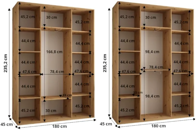 Skriňa s posuvnými dverami so zrkadlom Davos 5 180 45 cm hĺbky — 4