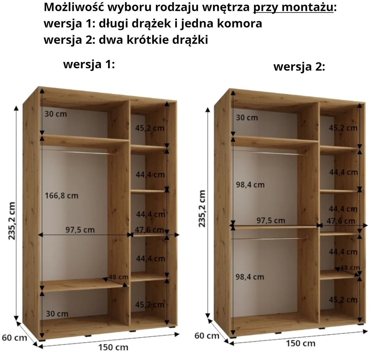Skriňa s posuvnými dverami so zrkadlom vysoká Davos 3 300 hĺbka 60 cm — 4