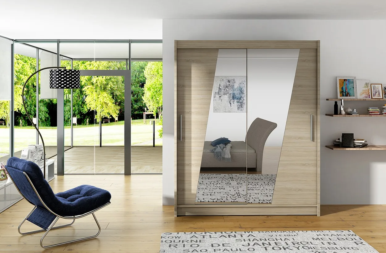 Skriňa s posuvnými dverami so zrkadlom Bolton 150 cm — 5