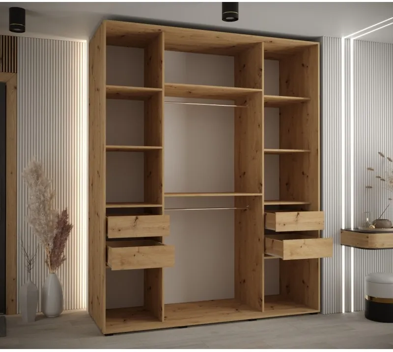 Skriňa s posuvnými dverami so zrkadlom vysoká Davos 3 190 hĺbka 60 cm — 5