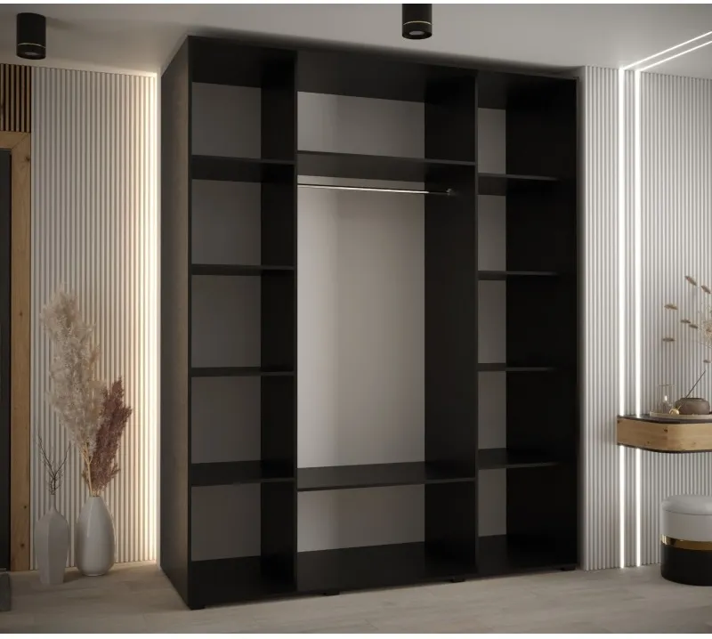 Skriňa s posuvnými dverami so zrkadlom vysoká Davos 3 200 hĺbka 60 cm — 3