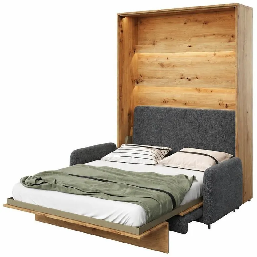 Sklápacia posteľ s pohovkou 140 zvislá Bed Concept vo farbe Dub Artisan — 2
