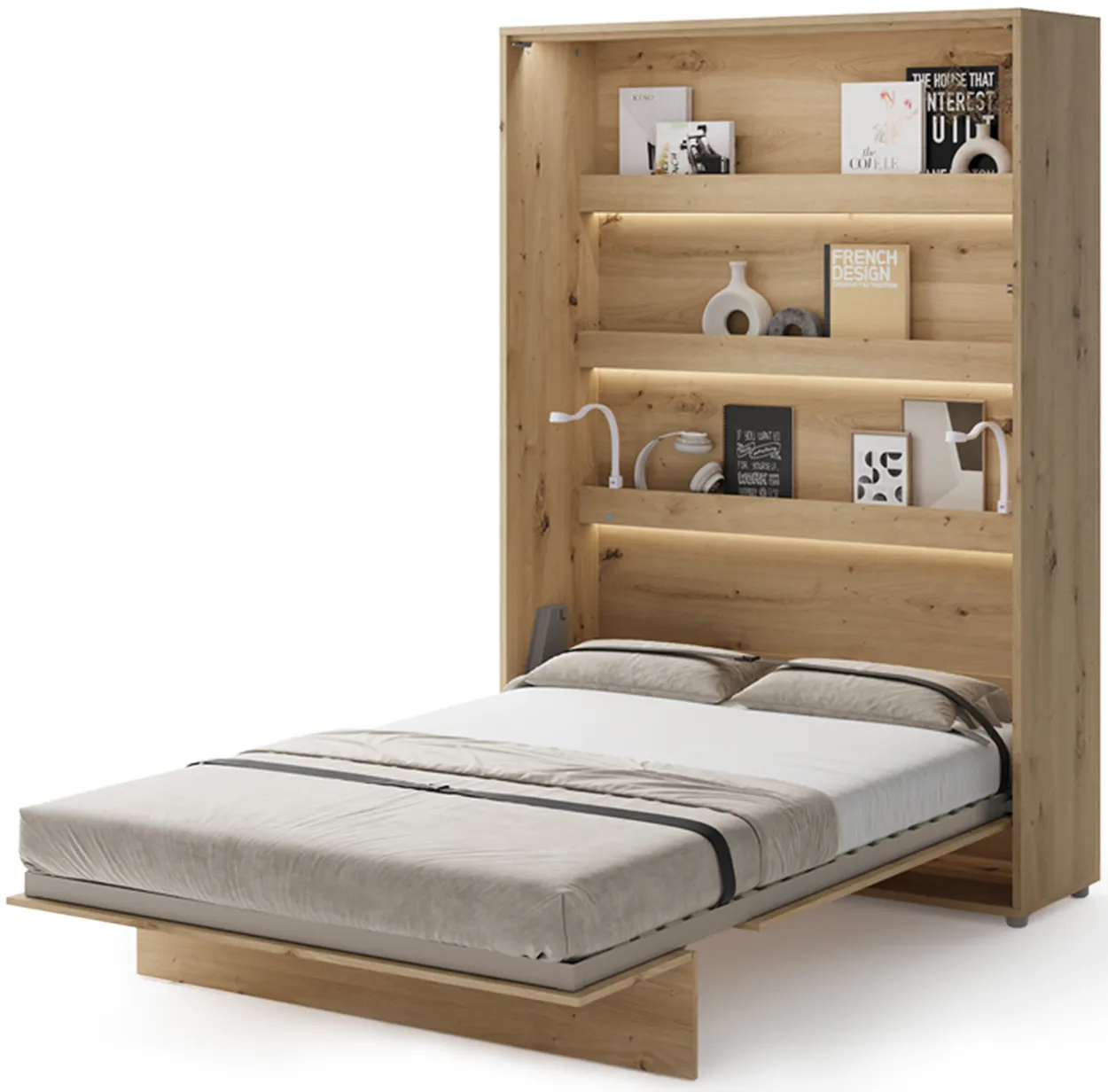 Sklápacia posteľ s pohovkou 140 zvislá Bed Concept vo farbe Dub Artisan — 3