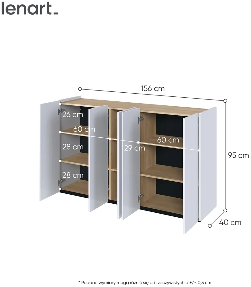 Komoda Easy päťdverová s LED osvetlením v balení  — 7