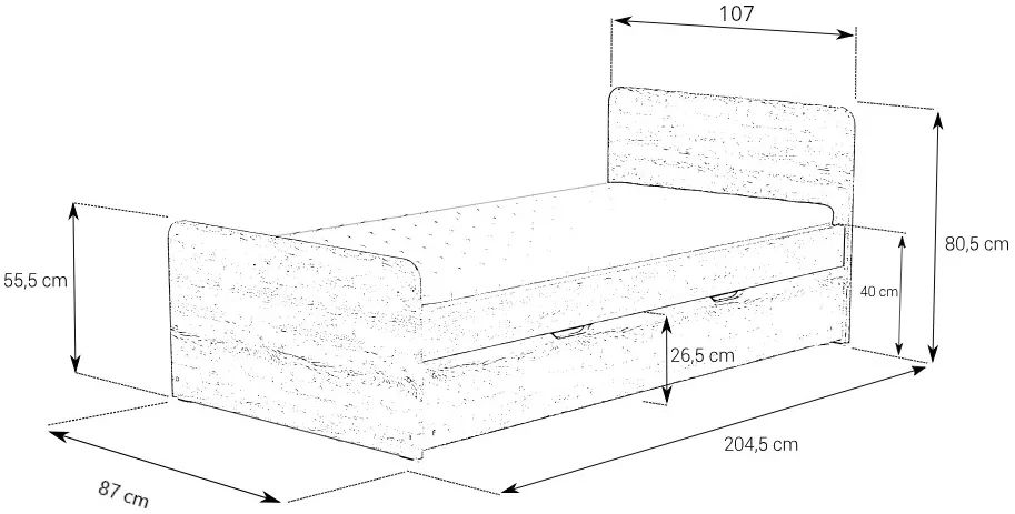 Posteľ 80208 so zdvíhacím roštom a úložným priestorom 100x200 cm — 5