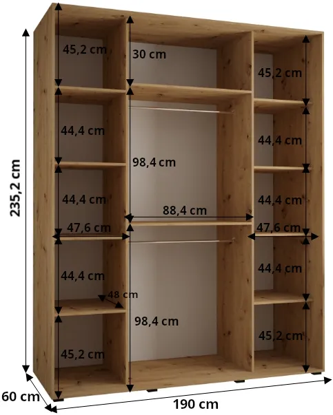 Skriňa s posuvnými dverami Davos 2 190 cm 60 cm hĺbky — 4