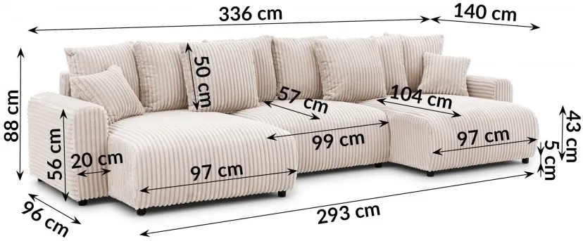 Rohová sedacia súprava U Luma Small s funkciou spania — 5