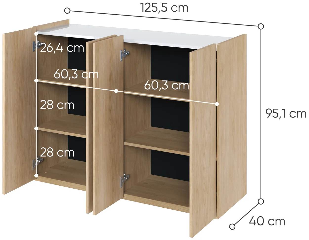 Komoda Easy štvordverová s LED osvetlením v balení — 6