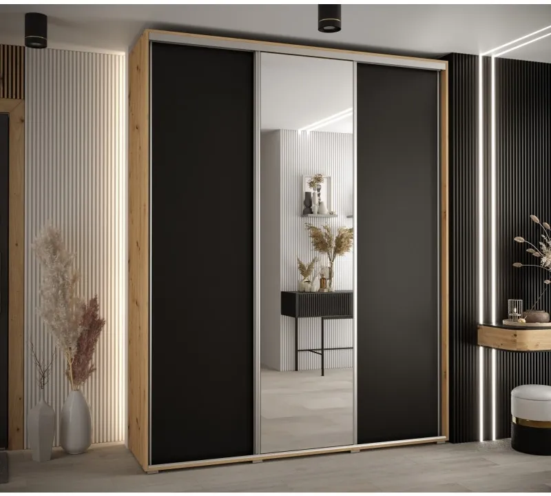 Skriňa s posuvnými dverami so zrkadlom vysoká Davos 3 190 hĺbka 45 cm — 2
