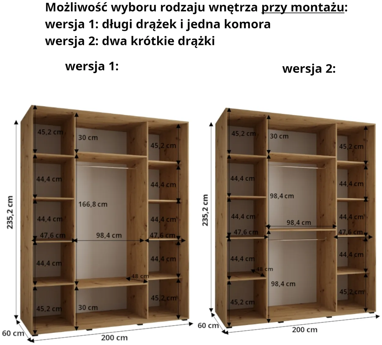 Skriňa s posuvnými dverami Dakota 6 200 cm 60 cm hĺbky — 4