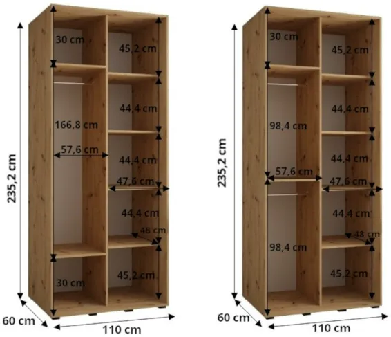 Skriňa s posuvnými dverami so zrkadlom Davos 5 110 cm 60 cm hĺbky — 4