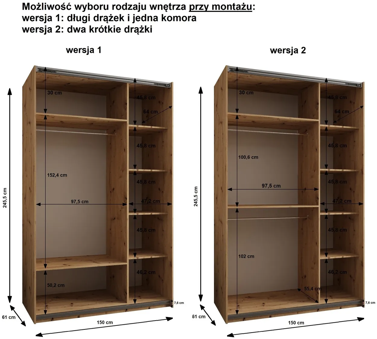 Skriňa s posuvnými dverami Lux 2 150 — 3