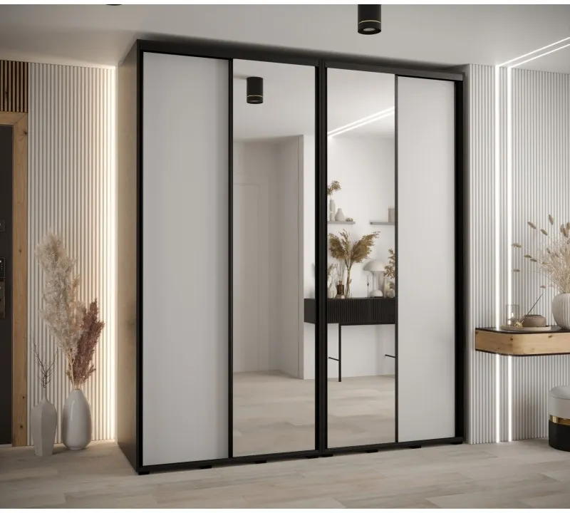 Šatní skriňa s posuvnými dverami so zrkadlom vysoká Davos 3 210 hĺbka 60 cm — 2