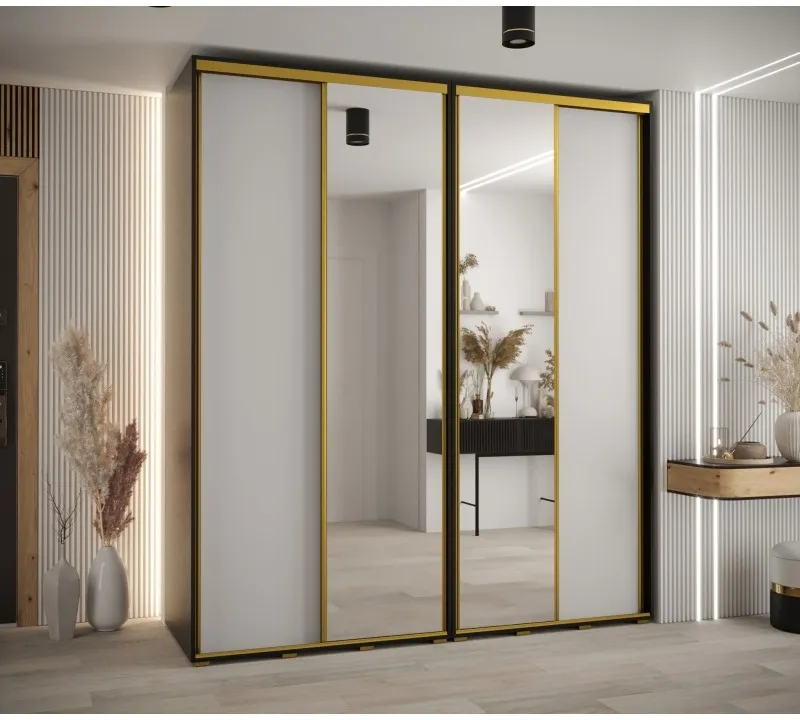 Šatní skriňa s posuvnými dverami so zrkadlom vysoká Davos 3 210 hĺbka 60 cm — 2