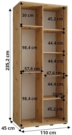 Skriňa s posuvnými dverami Lanko 1 110 cm 45 cm hĺbky — 4