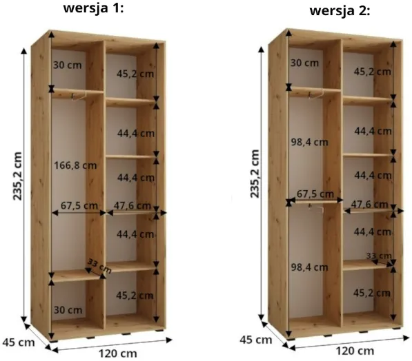 Skriňa s posuvnými dverami Davos 1 120 cm 45 cm hĺbky — 4