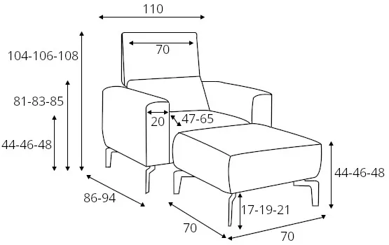 Kreslo s taburetom Cosy — 4