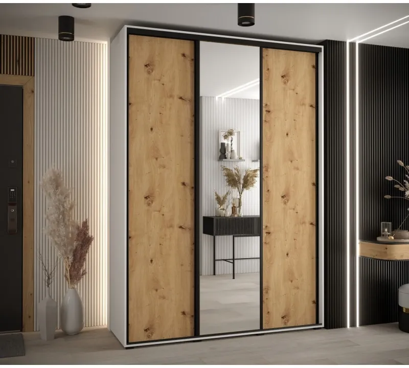 Skriňa s posuvnými dverami so zrkadlom vysoká Davos 3 180 hĺbka 45 cm — 2