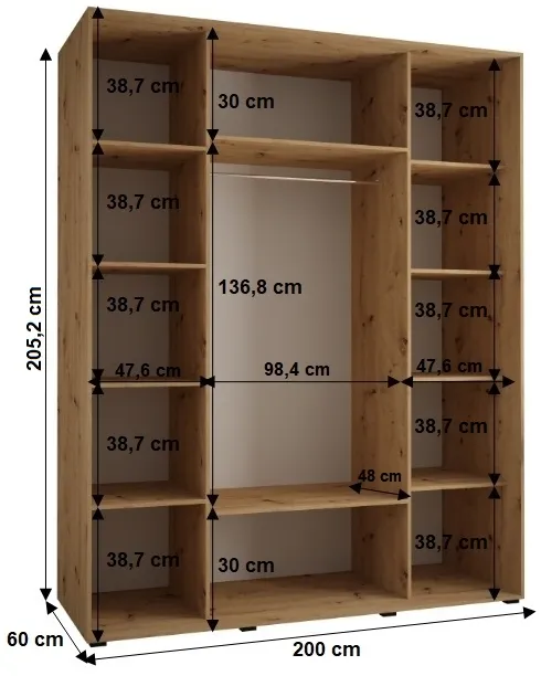 Skriňa s posuvnými dverami so zrkadlom Sapporo 2 200 cm 60 cm — 4