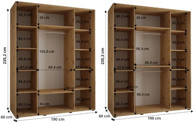 Skriňa s posuvnými dverami so zrkadlom Davos 5 190 cm 60 cm hĺbky — 4
