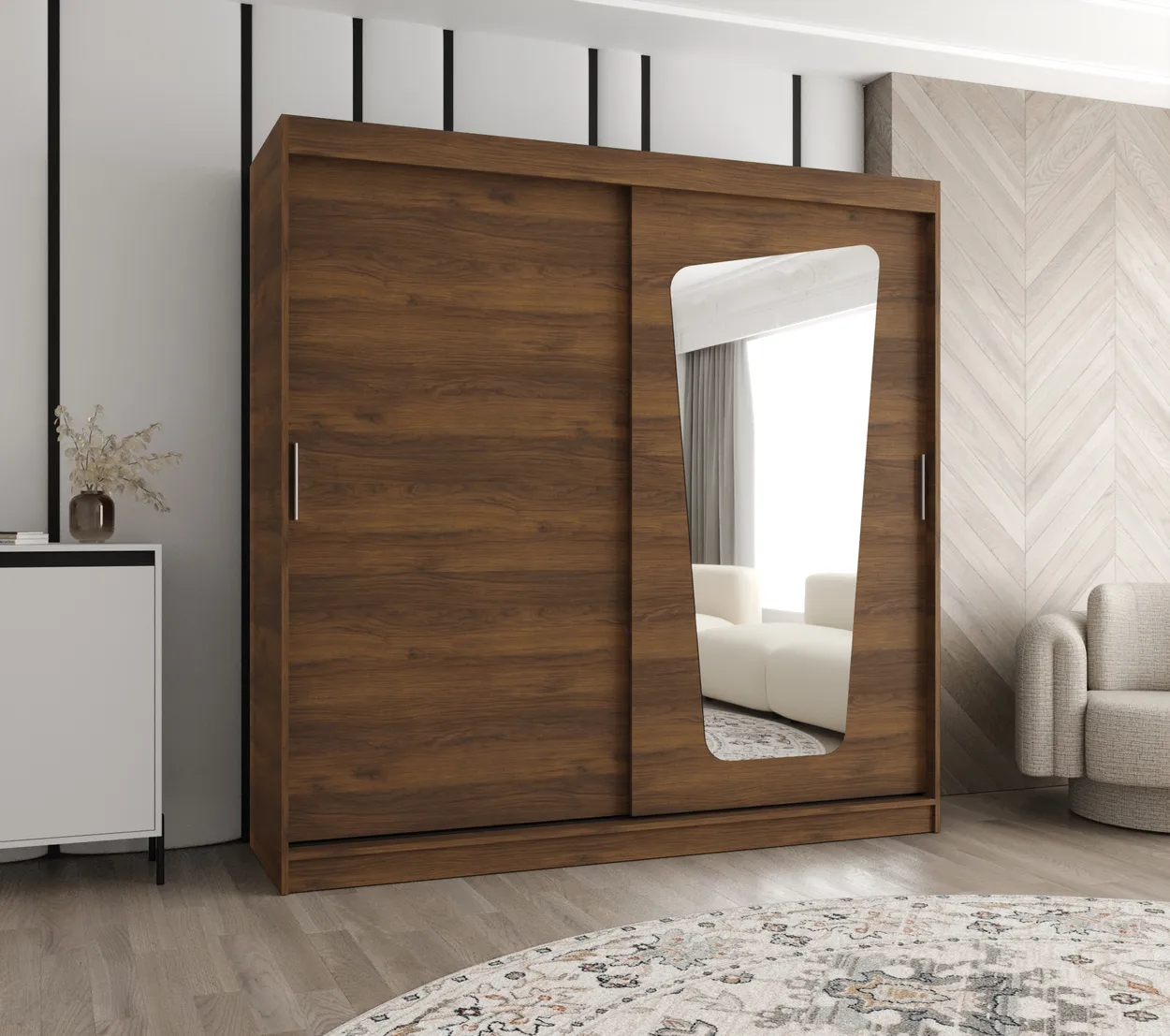 Skriňa s posuvnými dverami so zrkadlom Moka 200 cm — 2