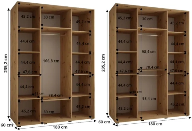Skriňa s posuvnými dverami so zrkadlom Davos 5 180 cm 60 cm hĺbky — 4