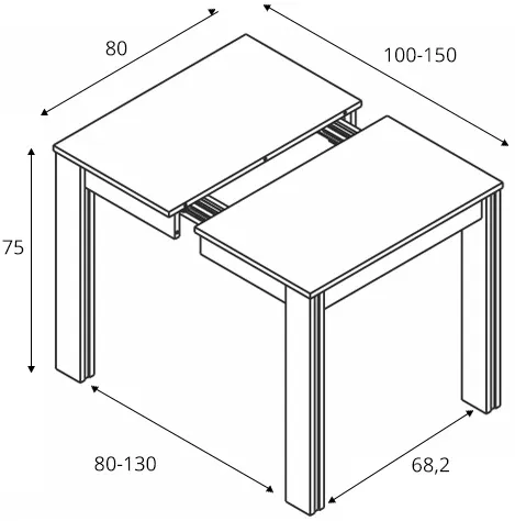 Rozkladací stôl Kammono 100/150x80 cm — 2