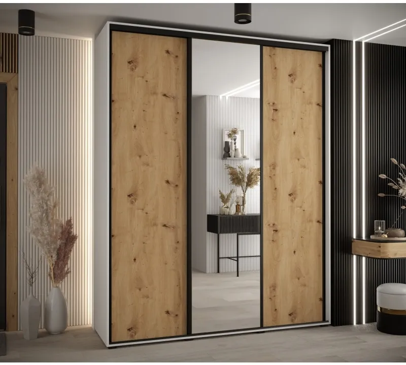 Skriňa s posuvnými dverami so zrkadlom vysoká Davos 3 200 hĺbka 45 cm — 2