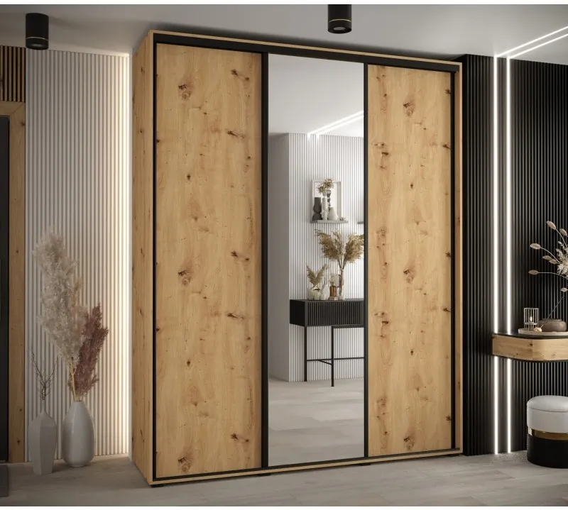 Skriňa s posuvnými dverami so zrkadlom vysoká Davos 3 200 hĺbka 45 cm — 2