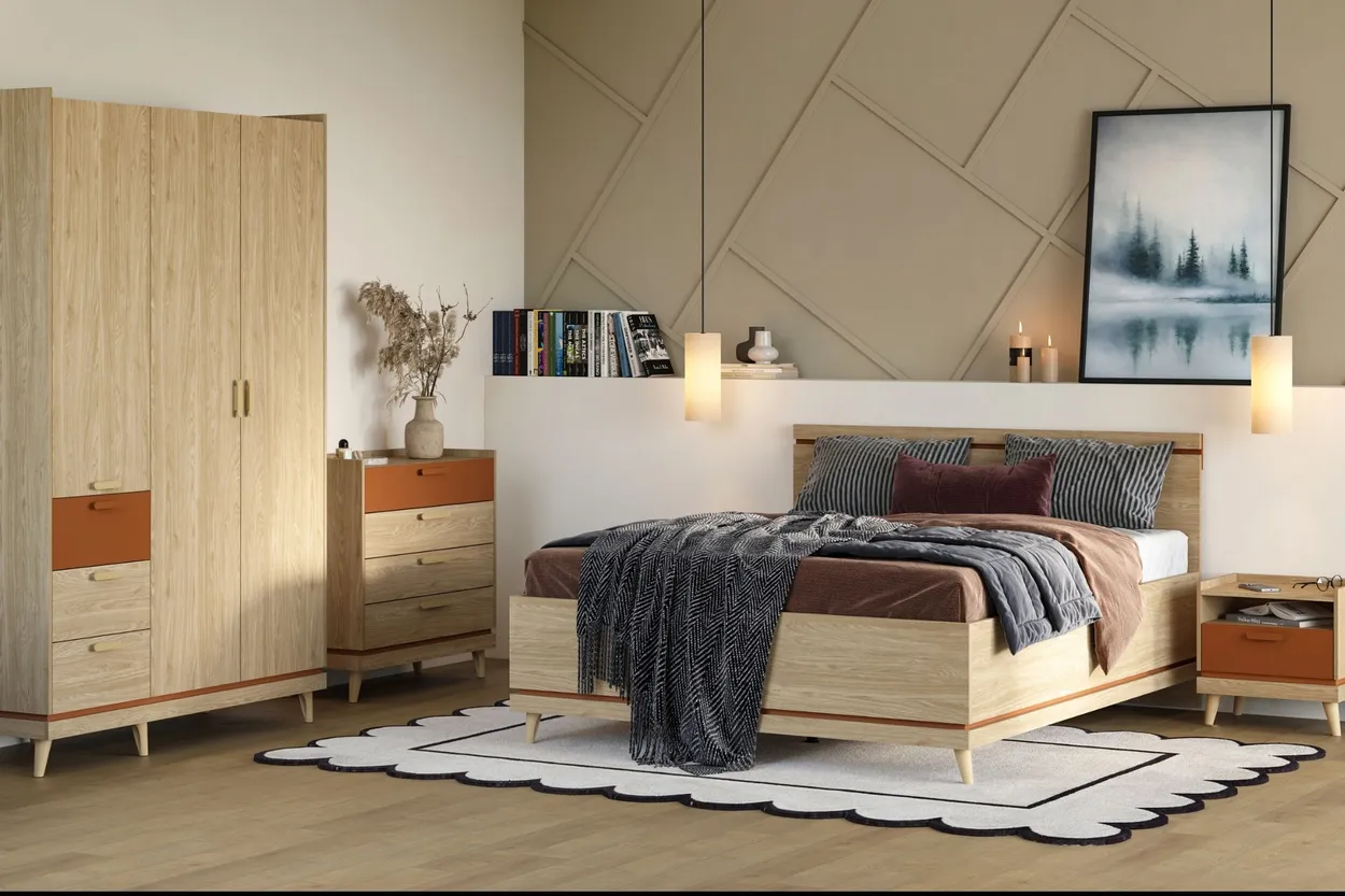 Štvordverová skriňa Scandi so zásuvkami — 3