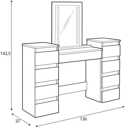 Toaletný stolík Megan 2X4S — 4