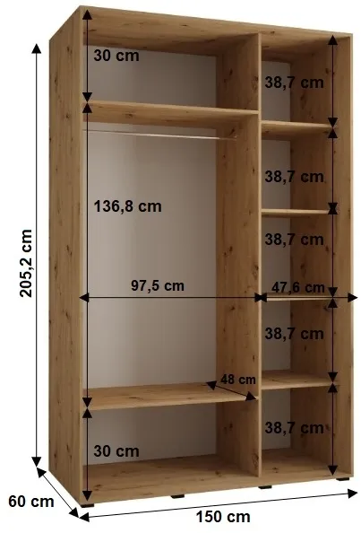 Skriňa s posuvnými dverami Sapporo 1 150 cm 60 cm — 4