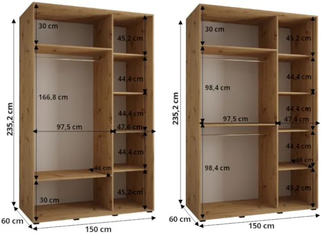 Skriňa s posuvnými dverami so zrkadlom Davos 5 150 60 cm hĺbka — 4