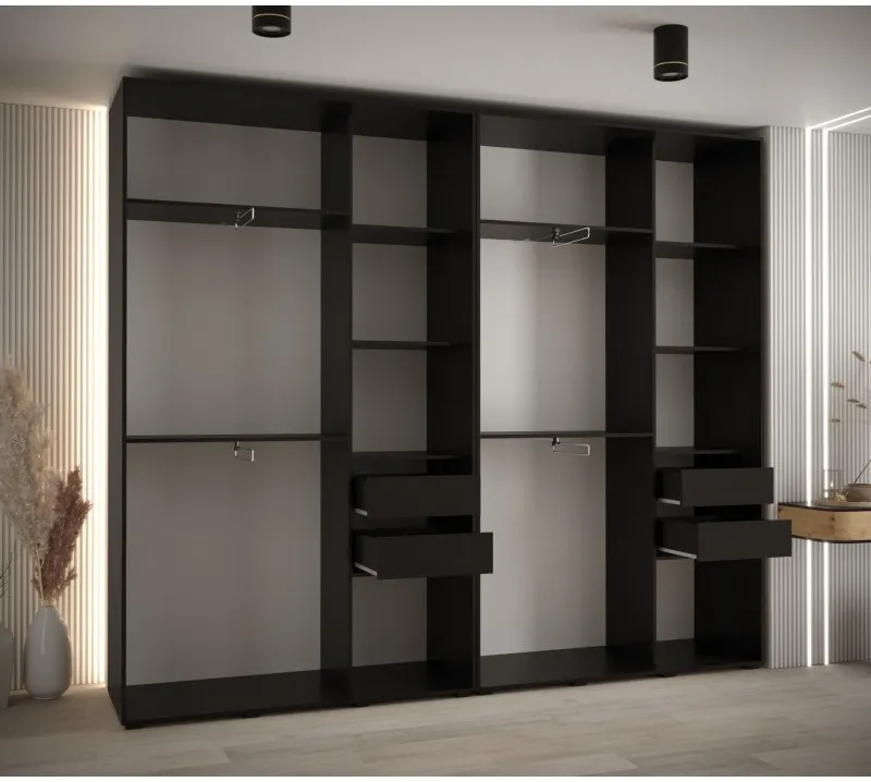 Posuvná skriňa so zrkadlom vysoká Davos 3 280 hĺbka 45 cm — 3