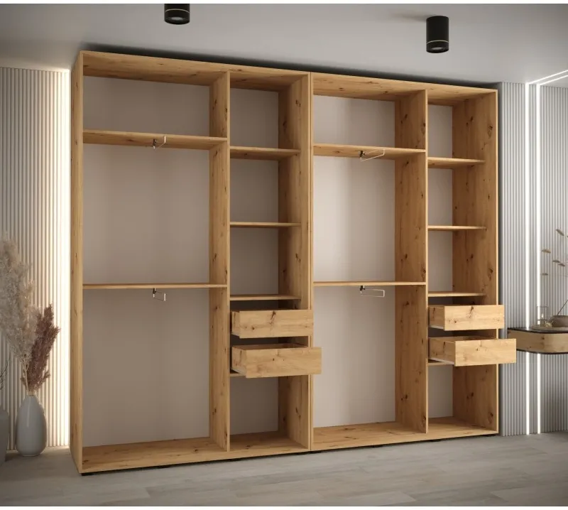 Posuvná skriňa so zrkadlom vysoká Davos 3 280 hĺbka 45 cm — 3