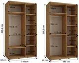 Skriňa s posuvnými dverami so zrkadlom Davos 5 140 cm 60 cm hĺbky