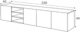 TV stolík závesný s výklenkom Asha 200 cm