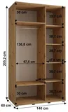 Skriňa s posuvnými dverami Sapporo 1 140 cm 60 cm