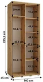 Skriňa s posuvnými dverami so zrkadlom Lanko 2 100 45 cm hĺbky