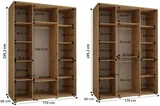 Skriňa s posuvnými dverami so zrkadlom Davos 5 170 cm 60 cm hĺbky
