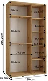 Skriňa s posuvnými dverami so zrkadlom Lanko 2 130 cm 45 cm hĺbky