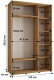 Skriňa s posuvnými dverami so zrkadlom Cannes 5 150 cm 45 cm hĺbky