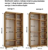 Skriňa s posuvnými dverami so zrkadlom Dakota 11 140 cm 45 cm hĺbky