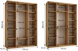 Skriňa s posuvnými dverami so zrkadlom Davos 5 170 cm 45 cm hĺbky