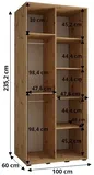 Posuvná skriňa Davos 2 100 cm 60 cm hĺbky