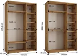 Skriňa s posuvnými dverami so zrkadlom Davos 5 150 cm 45 cm hĺbky