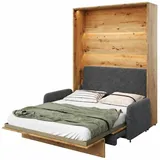 Sklápacia posteľ s pohovkou 140 zvislá Bed Concept vo farbe Dub Artisan
