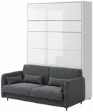 Sklápacia posteľ s pohovkou 140 zvislá Bed Concept vo farbe Biely vysoký lesk