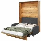 Sklápacia posteľ s pohovkou 160 zvislá Bed Concept vo farbe Dub Artisan
