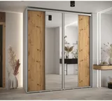 Šatní skriňa s posuvnými dverami so zrkadlom vysoká Davos 3 210 hĺbka 60 cm